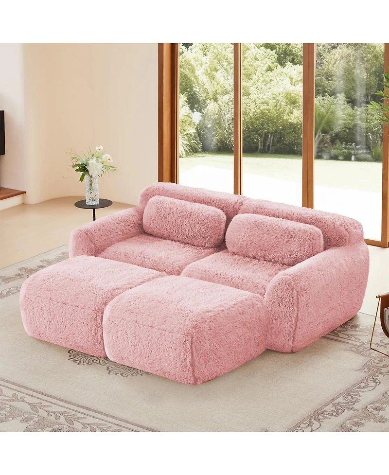 Streamdale Furniture Plush Boneless Sofa with Ottoman, No Assembly Required, Anti-Slip Bottom