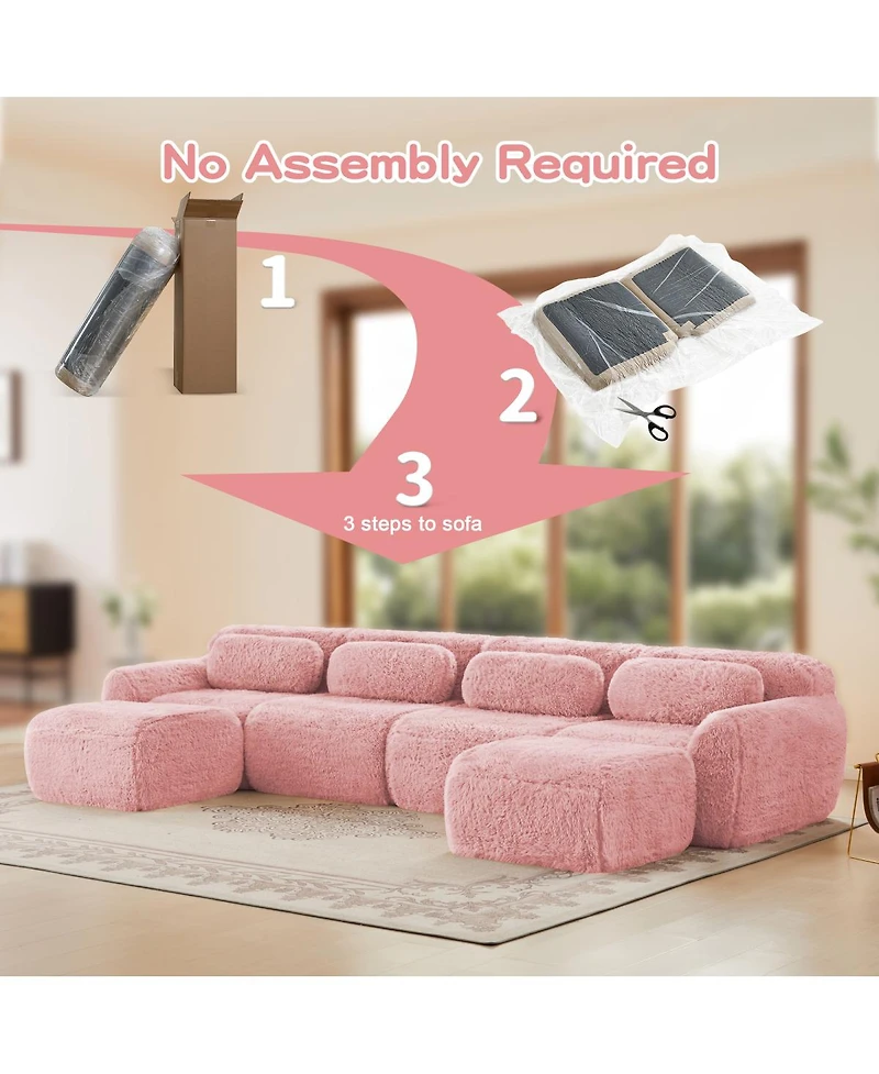 Streamdale Furniture U-shaped Boneless Sofa, High Density Sponge, Anti-Slip, Ergonomic, Free Combination