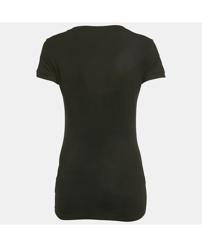 Pre-Owned Versace Women's Black Medusa Rhinestone Jersey T-Shirt