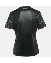 Pre-Owned Versace Women's Black Graphic Logo Detail Jersey T-Shirt