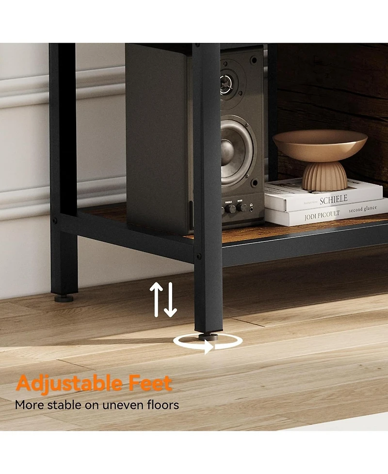 gaomon 58 Inch Tv Stand with Storage, Entertainment Center Adjustable Legs, Console up to 65 Open Shelves