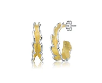 Rachel Glauber Timeless Wavy Hoop Statement Earrings in Two-Toned Gold Plated