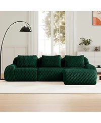 Streamdale Furniture Modern L-Shaped Modular Sectional Sofa, Flannelette, Oversized 3-Seater, Movable Ottoman