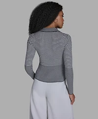 Bcbg Women's Collared Striped Polo Top