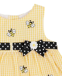 Rare Editions Baby Girls' Yellow Bee Schiffli Sleeveless Dress and Panty, 2-Piece Set