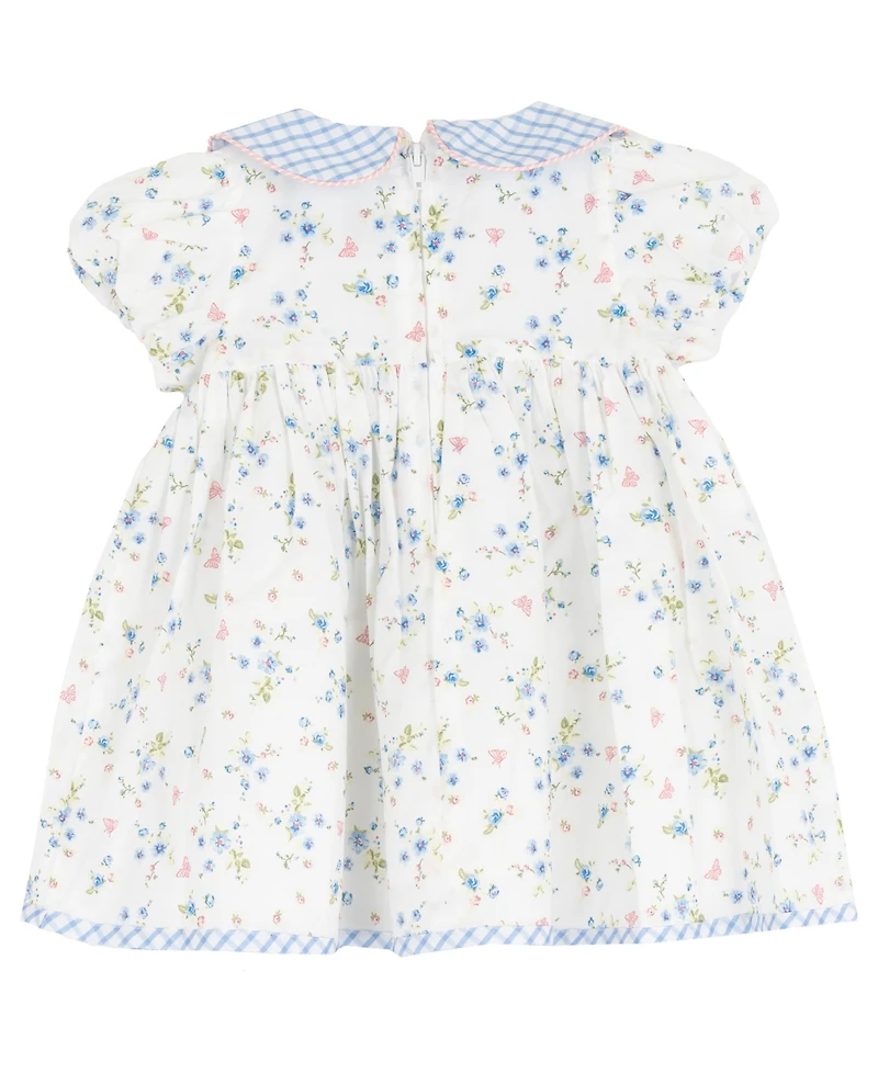 Rare Editions Baby Girls' Scallop Flower Embroidered Short-Sleeve Dress and Panty, 2-Piece Set