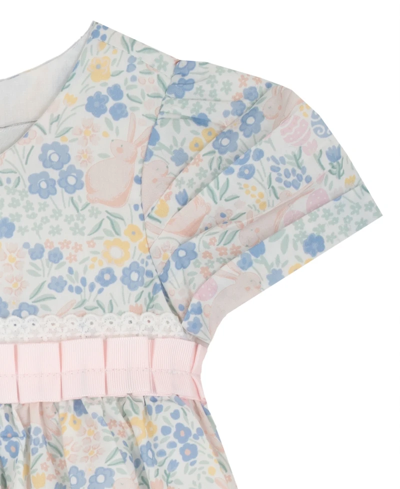 Rare Editions Baby Girls' 3D Flower Applique Round Neck Dress and Panty, 2-Piece Set