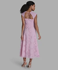 Bcbg Women's Sweetheart Neck Keyhole Eyelet Maxi Dress