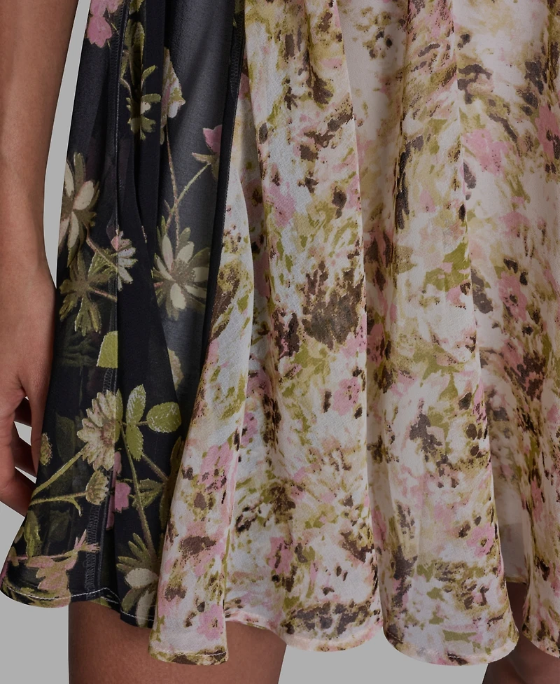 Bcbg Women's Crewneck Mix Print Mini Dress