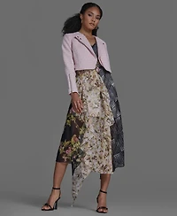 Bcbg Women's V-Neck Ruffle Mix Print Dress