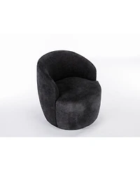 Streamdale Furniture Chenille Fabric Swivel Accent Armchair Barrel Chair With Black Powder Coating Metal Ring