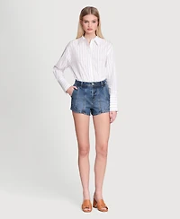Avec Les Filles Women's High-Low Rise Denim Shorts