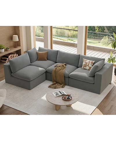 Streamdale Furniture Modular Oversized Corduroy Sectional Sofa Couch with 2 Pillows