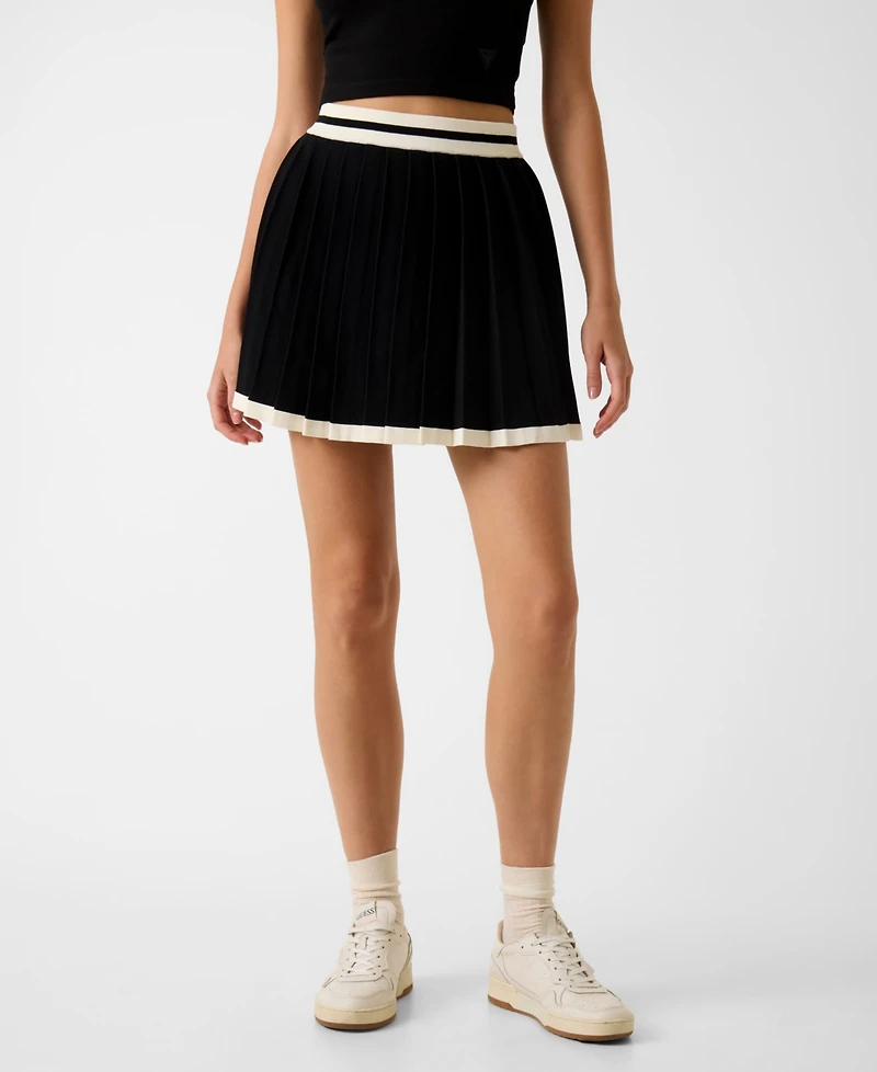 Guess Juniors' Gabry Pleated Sweater Mini Skirt