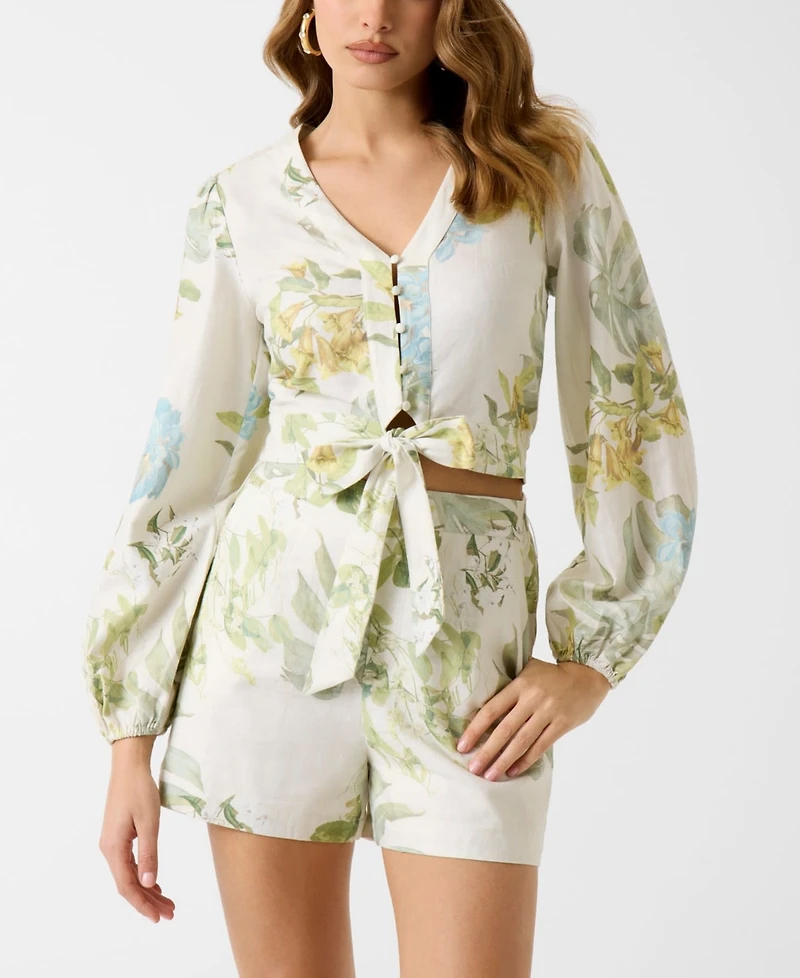 Guess Juniors' Shirley Long-Sleeve V-Neck Top