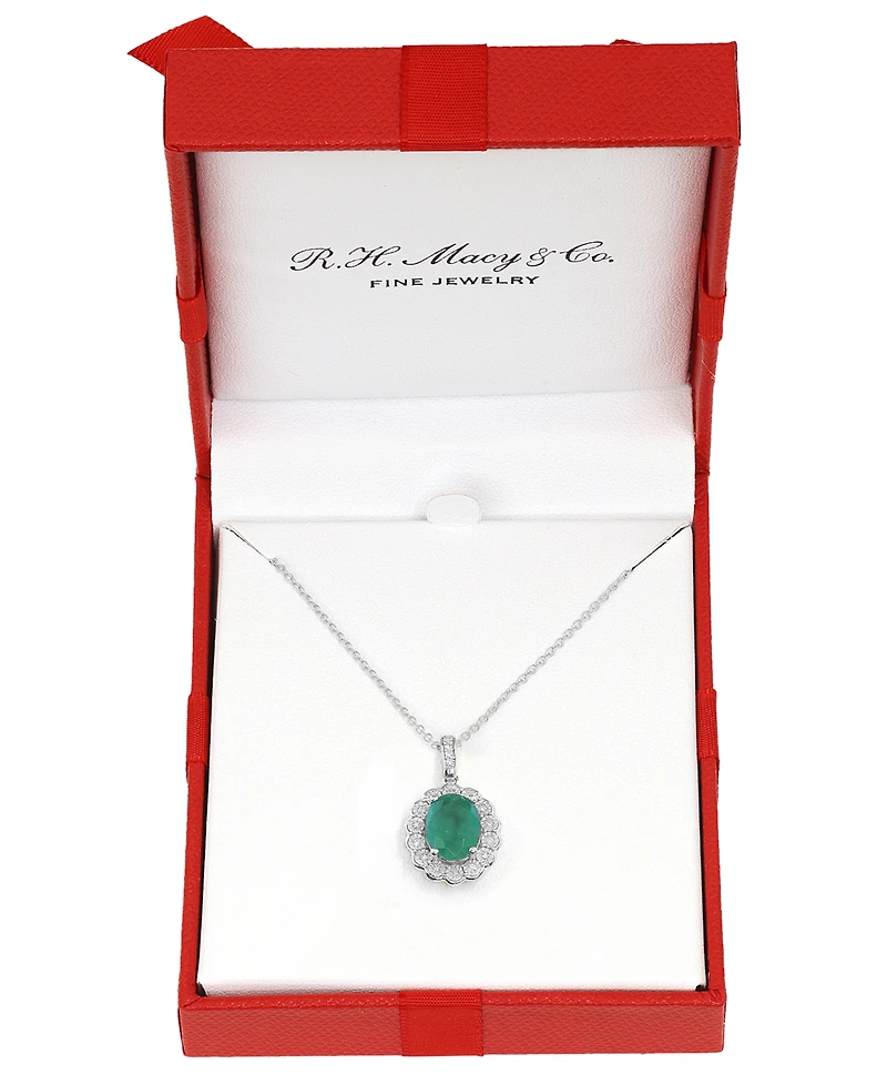 Effy Collection Emerald (1-1/2 ct. t.w.) & Diamond (1/10 Pendant 14k White Gold (Also Available Ruby, Sapphire)