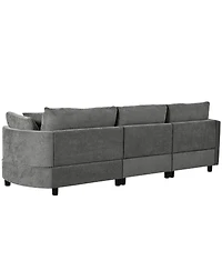 Streamdale Furniture 105" Chenille 3-Piece Sectional Sofa w/ Curved Chaise & 3 Pillows