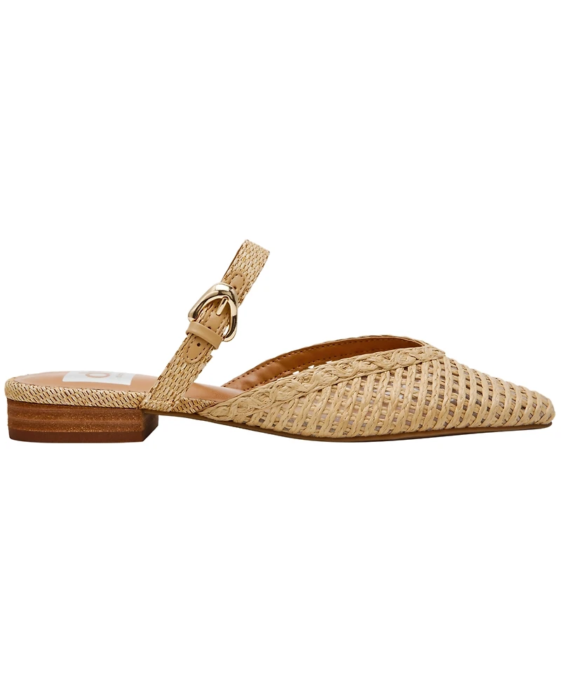 Dv Dolce Vita Women's Domainica Woven Buckle Flat Almond-Toe Mules