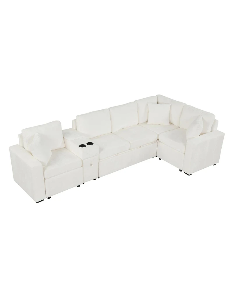 Streamdale Furniture L-shaped Convertible Sofa Bed Modular Sectional with Pull-Out Bed