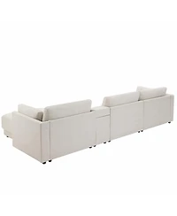 Streamdale Furniture L-Shaped Sectional Sofa with Storage Console, Charger, Ottoman, Wider Cushion