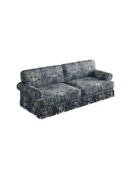Streamdale Furniture 74" 3-Seater Cloud Couch, Oxford Fabric Sofa with Rolled Arms & Skirt, Blue Floral