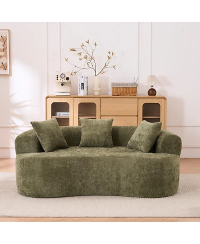 Streamdale Furniture Crescent sofa, modern low-back, deep cushions, self-inflating foam, 3-seater, no assembly (Green)