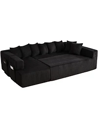 Streamdale Furniture 146" U-Shaped Convertible Sleeper Sectional Sofa, 5 Seats, 8 Pillows