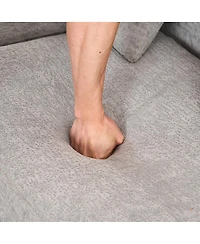 Streamdale Furniture Boneless L-Shape Sectional Sofa with Curved Chaise, Gray Modular Chenille Compression Couch