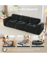 Streamdale Furniture Boneless Tufted Velvet Modular Sectional Sofa Couch - Black