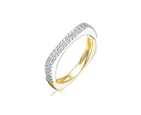 Rachel Glauber Timeless Clear Cz Chic Geometric Band Ring Two-Toned Gold Plated