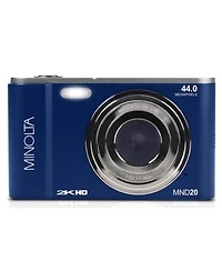 Minolta MND20 44MP 2.7K Quad Hd Digital Camera, Blue, Bundle with 64GB Memory Card, Octopus Tripod, Usb 2.0 Card Reader