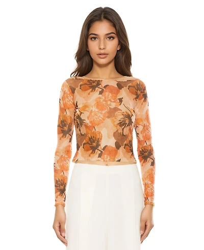 Alexia Admor Women's Opal Boatneck Sheer Mesh Top