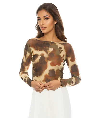 Alexia Admor Women's Opal Boatneck Sheer Mesh Top