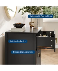 gaomon 27.5" Wide Fluted Dresser, 3 Drawer Modern Wood Nightstand Chest for Bedroom