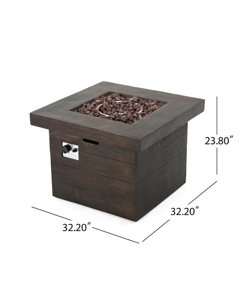 Flynama 32 Inch Square Mgo Fire Pit Wood Pattern 40000 Btu Outdoor Propane Fire Table