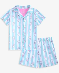 Hello Kitty Girls' 4-10 Button-Down Pajamas, 2-Piece Set