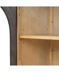 Streamdale Furniture Espresso 4-Door Large Storage Sideboard Buffet Cabinet with Glass Doors