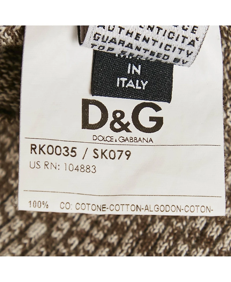 Pre-Owned Dolce & Gabbana Men's Grey Knit Panel Detail V-Neck Long Sleeve Sweater