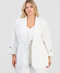 Jones New York Plus Roll-Tab Open-Front Blazer