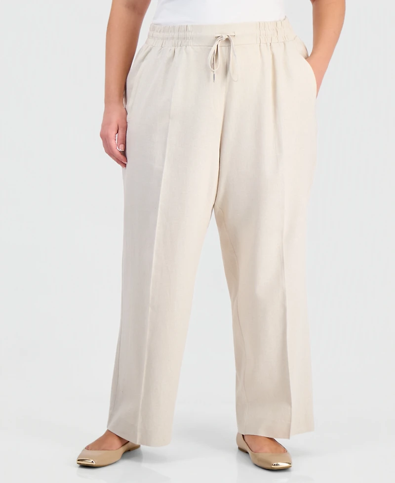 Jones New York Plus Size Straight Drawstring Pants