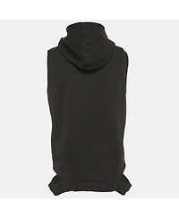 Pre-Owned Givenchy Men's Black Cotton Distressed Sleeveless Hoodie