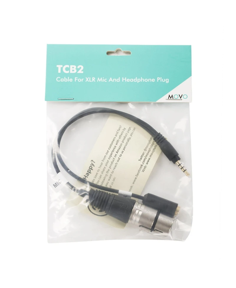 Movo TCB2 Xlr (Female) Microphone to Trrs (Male) Smartphone Adapter with Headphone Jack for iPhone & Android