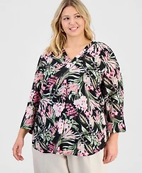 Jones New York Plus Mixed-Print Tunic