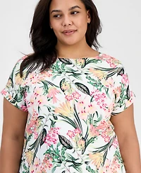 Jones New York Plus Size Printed Side-Button Dress