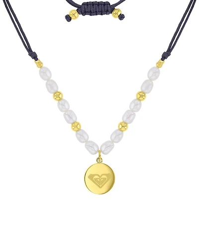 Roxy Waterproof Yellow Heart Pearl Adjustable Necklace