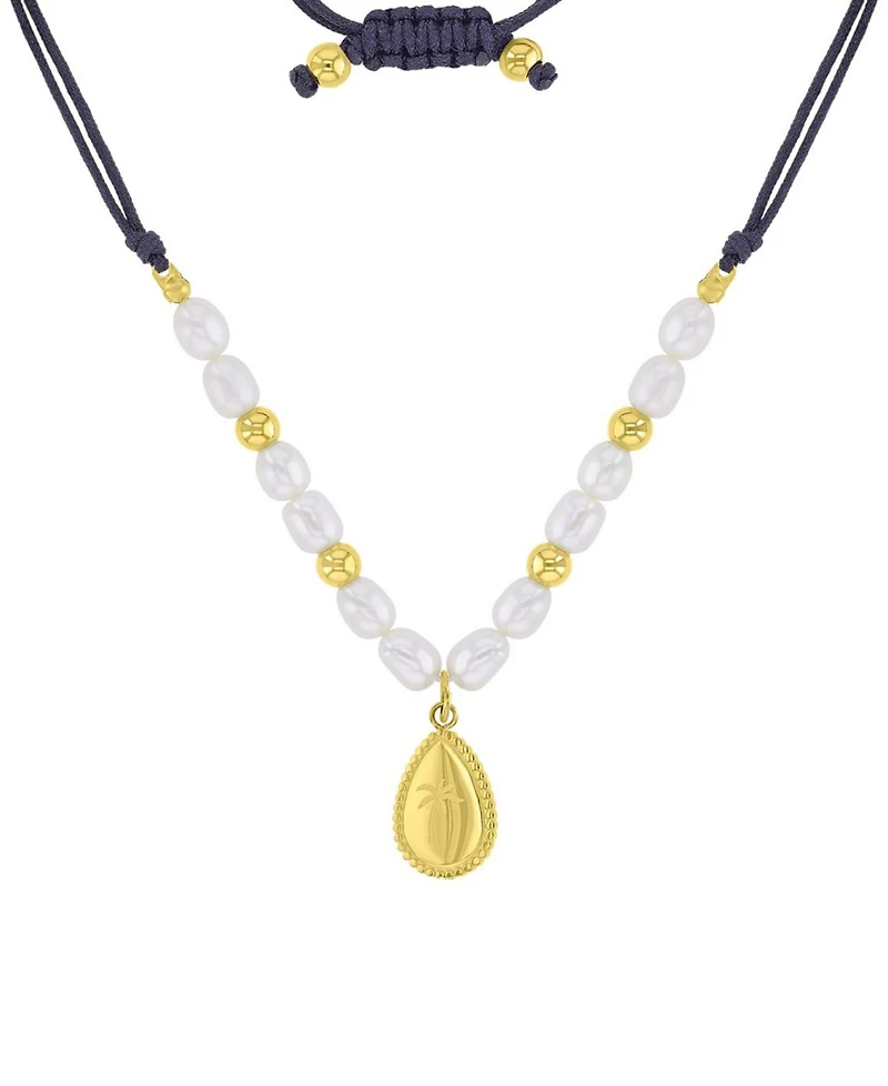 Roxy Waterproof Yellow Palm Tree Pearl Adjustable Necklace