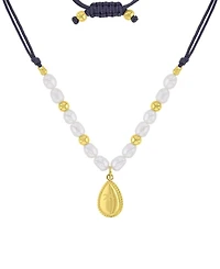 Roxy Waterproof Yellow Palm Tree Pearl Adjustable Necklace