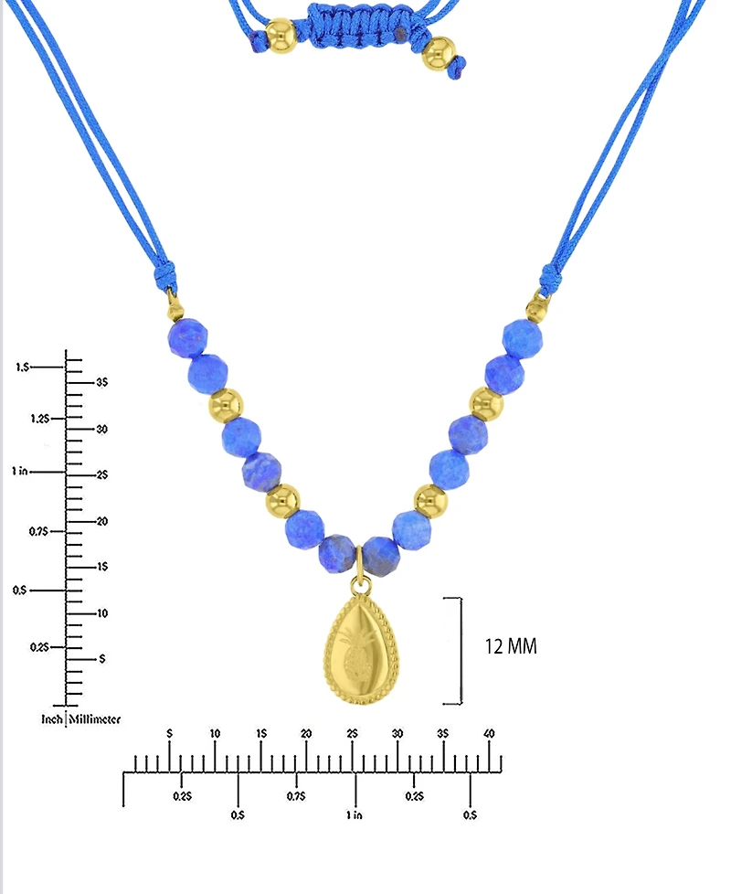 Roxy Waterproof Yellow Pineapple Pattern Labradorite Adjustable Necklace