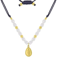 Roxy Waterproof Yellow Pineapple Pattern Pearl Adjustable Necklace