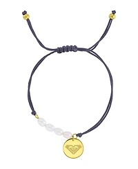 Roxy Waterproof Yellow Rd Heart Charm Pearl Adjustable Bracelet